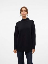 Vero Moda Sweter "Gold" w kolorze czarnym rozmiar: L. Czarne golfy damskie Vero Moda, l, bez wzorów, ze splotem, bez ramiączek. Za 125.45 zł.