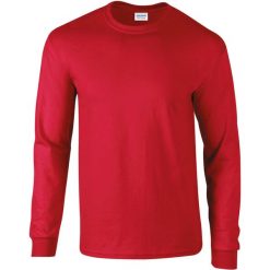 Koszulka z długim rękawem ultra bawełniana Gildan. Niebieskie bluzki sportowe damskie Gildan, xl, z bawełny, bez kołnierzyka, bez ramiączek. Za 100.50 zł.