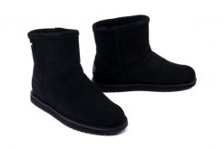 EMU AUSTRALIA W13216 Banks black, botki damskie. Czarne botki damskie Emu Australia, z wełny, bez obcasa, bez zapięcia. Za 624.02 zł.