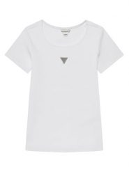 Guess T-Shirt J5YP03 KB1O1 Biały Regular Fit. Białe koszulki dziewczęce Guess, z aplikacjami, z bawełny, bez ramiączek. Za 99.99 zł.