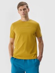 4F T-shirt z nadrukiem męski - żółty XXL. Żółte t-shirty męskie 4f, m, bez wzorów, z bawełny, bez kołnierzyka. W wyprzedaży za 29.99 zł.