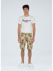 Pepe Jeans Bojówki w kolorze beżowym rozmiar: W32. Brązowe szorty męskie Pepe Jeans, bez wzorów, z jeansu. Za 158.10 zł.
