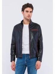Basics & More Skórzana kurtka w kolorze czarnym rozmiar: XXL. Czarne kurtki męskie Basics & More, xxl, bez wzorów, ze skóry, bez kaptura. Za 571.03 zł.