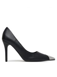 DeeZee Szpilki S4P1693702 Czarny. Czarne szpilki DeeZee, bez wzorów, z materiału, bez obcasa. Za 179.99 zł.