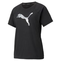 Koszulka damska Puma Evostripe. Czarne t-shirty damskie Puma, s, bez wzorów, bez kołnierzyka. W wyprzedaży za 93.40 zł.