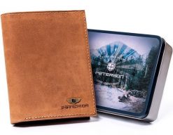 Portfel skórzany Peterson PTN 303 2-1-5 j. brązowy. Brązowe portfele męskie Peterson, bez wzorów. Za 104.00 zł.