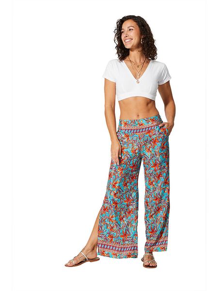 Aller Simplement Spodnie w kolorze turkusowo-pomarańczowym rozmiar: 34/36. Brązowe spodnie materiałowe damskie Aller Simplement, bez wzorów, z materiału, klasyczne, z podwyższonym stanem. Za 41.59 zł.