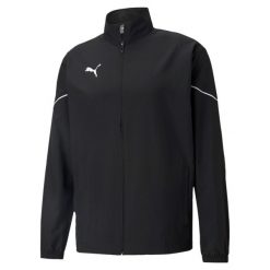 Kurtka do piłki nożnej męska Puma teamRISE Sideline. Czarne kurtki treningowe męskie Puma, m, bez wzorów, z materiału, na fitness i siłownię. Za 160.50 zł.