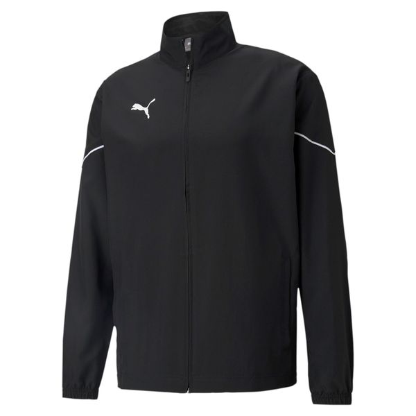 Kurtka do piłki nożnej męska Puma teamRISE Sideline. Czarne kurtki treningowe męskie Puma, m, bez wzorów, z materiału, na fitness i siłownię. Za 160.50 zł.