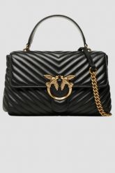 PINKO Czarna torebka Love Lady Puff Classic CL. Czarne torebki klasyczne damskie Pinko, bez wzorów, ze skóry, bez dodatków. W wyprzedaży za 1,289.99 zł.