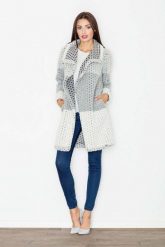 Szykowny Szary Wełniany Płaszcz bez Zapięcia. Szare płaszcze damskie Figl, xl, bez wzorów, z materiału, eleganckie. Za 349.00 zł.