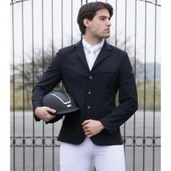 Kurtka konkursowa Premier Equine Enzo. Czarne kurtki treningowe męskie PREMIER EQUINE, m, z aplikacjami, z jedwabiu, do jazdy konnej. Za 674.00 zł.