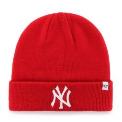 Czapka New York Yankees 47Brand MLB Raised. Czerwone czapki męskie 47 Brand, bez wzorów, z materiału, eleganckie. Za 140.50 zł.