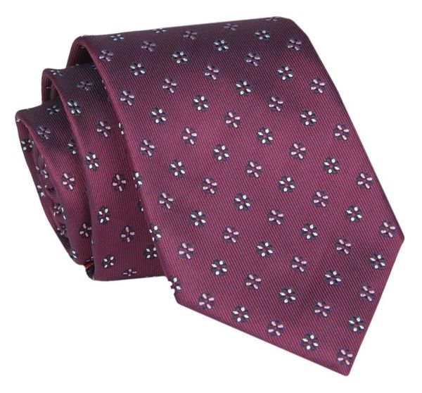 Męski Krawat - Bordo w Groszki - Angelo di Monti. Czerwone krawaty i muchy męskie Angelo di Monti, bez wzorów, z tkaniny, eleganckie. Za 45.00 zł.