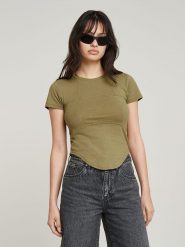 G-Star Koszulka w kolorze khaki rozmiar: L. Brązowe bluzki damskie G-Star, l, bez wzorów, z bawełny, retro, bez kołnierzyka, bez ramiączek. Za 92.21 zł.