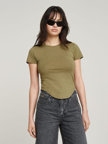 G-Star Koszulka w kolorze khaki rozmiar: XL. Brązowe bluzki damskie G-Star, xl, bez wzorów, z bawełny, retro, bez kołnierzyka, bez ramiączek. Za 74.28 zł.