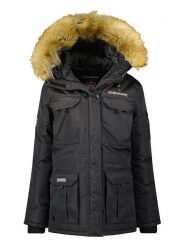 Geographical Norway Parka "Baliverne" w kolorze czarnym rozmiar: L. Czarne parki damskie Geographical Norway, l, z aplikacjami. Za 188.85 zł.
