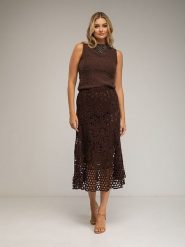 Tantra Spódnica w kolorze brązowym rozmiar: onesize. Brązowe spódniczki damskie Tantra, bez wzorów, z koronki, midi, proste. Za 391.99 zł.