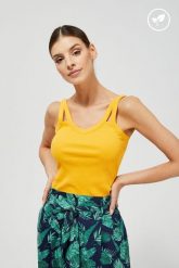 Prążkowany top z bawełny organicznej. Brązowe topy damskie MOODO, s, bez wzorów, z bawełny, bez kołnierzyka. W wyprzedaży za 10.49 zł.