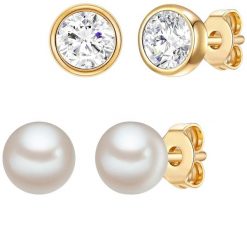 Rafaela Donata Komplet z kryształami Swarovski® srebro wysokiej próby zdobiony kryształkami Swarovski® Perła hodowlana słodkowodna srebrny Kolczyki 1. Szare kolczyki damskie Rafaela Donata, z perłą, pozłacane, na sztyftcie. Za 219.99 zł.