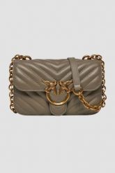 PINKO Beżowa mała torebka Love Bell Mini. Brązowe torebki klasyczne damskie Pinko, bez wzorów, małe, bez dodatków. W wyprzedaży za 1,359.99 zł.