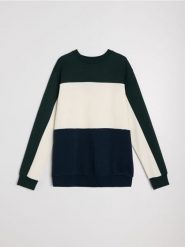 Bluza crewneck color-block - zielony. Zielone bluzy bez kaptura męskie Sinsay, l. Za 49.99 zł.