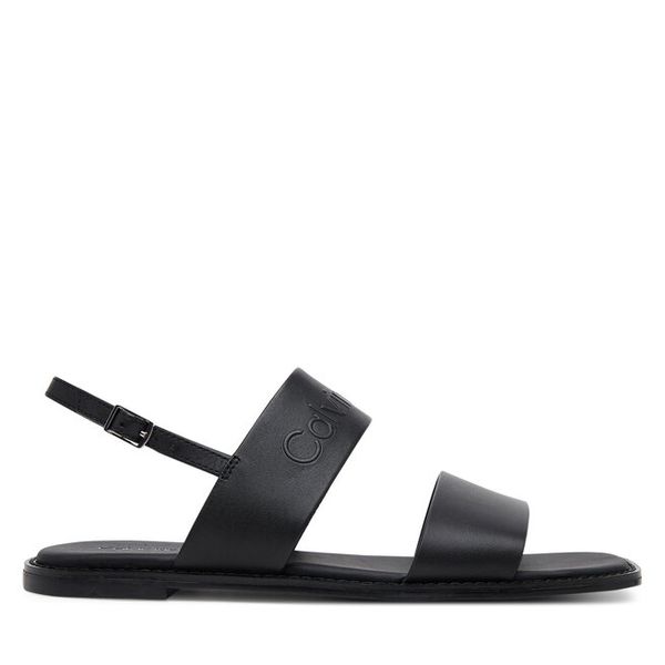 Sandały Calvin Klein. Czarne sandały damskie CALVIN KLEIN, bez wzorów, bez obcasa, na płaskiej podeszwie. Za 289.99 zł.