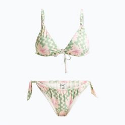 Strój kąpielowy dwuczęściowy damski ROXY Hibiscus Daze Elongated Tri. Zielone bikini damskie Roxy, bez wzorów. Za 199.99 zł.