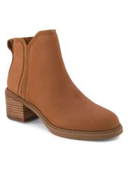 TOMS Skórzane botki w kolorze jasnobrązowym na obcasie rozmiar: 42. Brązowe botki damskie Toms, eleganckie, bez obcasa, na obcasie, bez zapięcia. Za 259.95 zł.