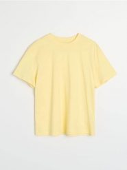Bawełniana koszulka basic - yellow jeans. Żółte t-shirty damskie Sinsay, l, bez wzorów, z bawełny, bez kołnierzyka. Za 19.99 zł.