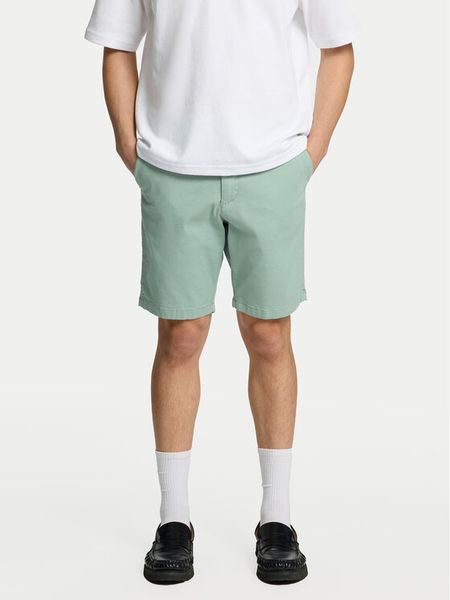 Selected Homme Szorty materiałowe Miles 16092329 Zielony Slim Fit. Zielone szorty męskie Selected Homme, z bawełny, bez kołnierzyka. Za 119.99 zł.