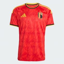 Koszulka domowa Belgia 26. Czerwone t-shirty sportowe męskie Adidas, m, z materiału, bez ramiączek, do piłki nożnej, climacool (adidas). Za 401.75 zł.