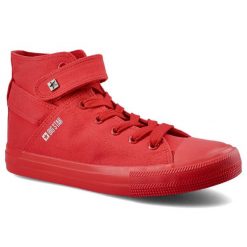Czerwone Trampki Big Star Damskie Półbuty Na Rzep. Czerwone półbuty damskie Big Star, bez wzorów, z gumy, za kostkę. Za 85.00 zł.