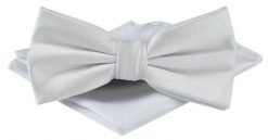 Mucha Męska w Zestawie z Poszetką - Alties - Jednolita, Biała. Białe krawaty i muchy męskie Alties, bez wzorów, eleganckie. Za 65.00 zł.