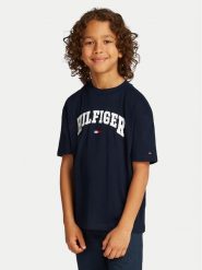 Tommy Hilfiger T-Shirt Varsity KB0KB09533 Granatowy Regular Fit. Niebieskie t-shirty chłopięce Tommy Hilfiger, bez wzorów, z bawełny, bez ramiączek. Za 99.99 zł.