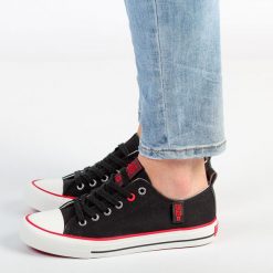 Czarne trampki damskie Big Star Jj274122. Czarne trampki i tenisówki damskie Big Star, bez wzorów, z tkaniny. Za 109.52 zł.