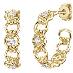 Glanzstücke München Srebrne kolczyki kreole srebro wysokiej próby Cyrkonia żółte złoto Kolczyki 1 ct Damski. Szare kolczyki damskie Glanzstücke München, z cyrkonią, srebrne. Za 279.99 zł.