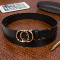 Skórzany pasek damski do spodni sukienki koła klasyczny czarny Beltimore B02 : Kolory - czarny, Rozmiar pasków - r.115-130 cm. Czarne sukienki damskie bez wzorów, klasyczne, bez kołnierzyka, bez ramiączek. Za 49.90 zł.