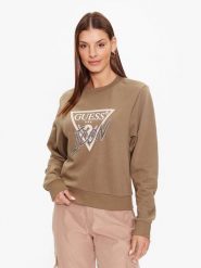 Guess Bluza W3YQ01 KB683 Zielony Regular Fit. Zielone bluzy bez kaptura damskie Guess, s, z bawełny. Za 269.99 zł.