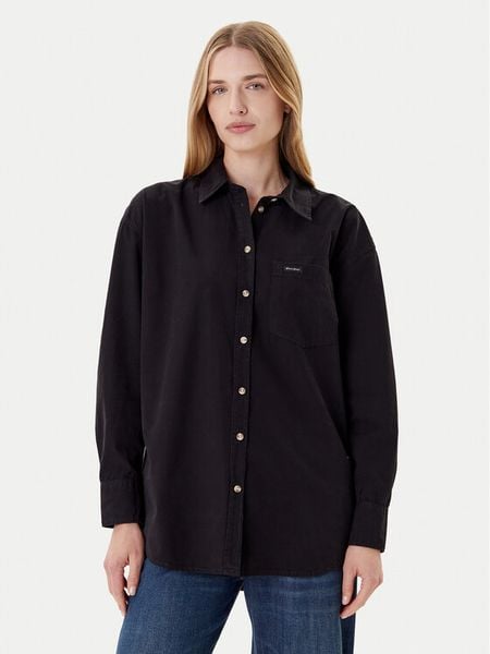 Guess Jeans Koszula W4YH22 WGCF1 Czarny Relaxed Fit. Czarne koszule damskie Guess Jeans, s, z aplikacjami, z bawełny, bez kołnierzyka, bez ramiączek. Za 269.99 zł.