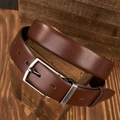 Pasek Skórzany Męski OPM-11 Brødrene Brazowy 105 cm. Brązowe paski męskie bez wzorów, z materiału, eleganckie. Za 57.99 zł.