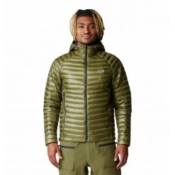 Kurtka z kapturem Mountain Hardwear Ghost Whisperer™. Zielone kurtki męskie MOUNTAIN HARDWEAR, bez wzorów, z puchu, sportowe, z kapturem. Za 1,699.00 zł.