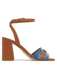 Guess Sandały FLJGR2 FAL03 Niebieski. Niebieskie sandały damskie Guess, z aplikacjami, z materiału, bez obcasa, na słupku. Za 429.99 zł.