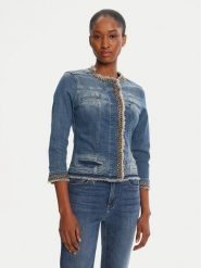 Liu Jo Kurtka jeansowa UXX039 D4128 Granatowy Regular Fit. Niebieskie kurtki damskie Liu Jo, bez wzorów, z bawełny, bez kaptura. Za 474.50 zł.