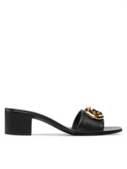 GIUSEPPE ZANOTTI Klapki E200087 Czarny. Czarne klapki damskie GIUSEPPE ZANOTTI, bez wzorów, ze skóry, bez obcasa. Za 3,129.00 zł.