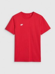 4F T-shirt regular gładki męski - czerwony S. Czerwone t-shirty męskie 4f, m, bez wzorów, z bawełny, bez kołnierzyka. Za 59.99 zł.