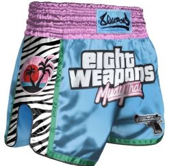 Spodenki do boksu tajskiego 8 Weapons Miami Thai. Niebieskie szorty damskie 8 WEAPONS, z aplikacjami, z materiału. Za 352.65 zł.