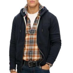 Rozpinana bluza z kapturem z logo essential Superdry. Niebieskie bluzy z kapturem męskie Superdry., s, z bawełny. Za 358.05 zł.