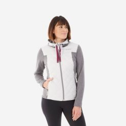 Bluza turystyczna damska Quechua NH100 Hybrid. Szare bluzy z kapturem damskie QUECHUA, m, z dzianiny. W wyprzedaży za 79.99 zł.