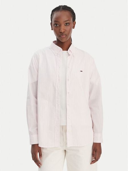 Tommy Jeans Koszula DW0DW22211 Różowy Regular Fit. Czerwone koszule damskie Tommy Jeans, m, bez wzorów, z bawełny, bez kołnierzyka, bez ramiączek. Za 369.99 zł.
